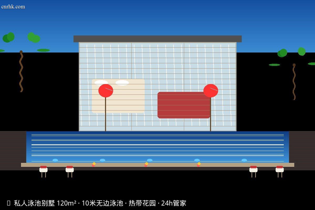 私人泳池别墅室内外一体 - 120平米带10米无边泳池